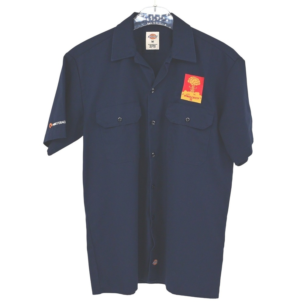 Men's Dickies Short Sleeve Work Shirt Navy Blue Medium Workwear‎ Streetwear Logo